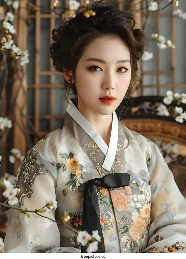 Portrait of a young woman in a hanbok