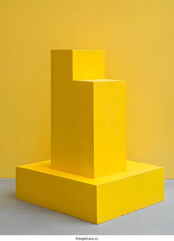 Yellow Cube Platform on Yellow Wall