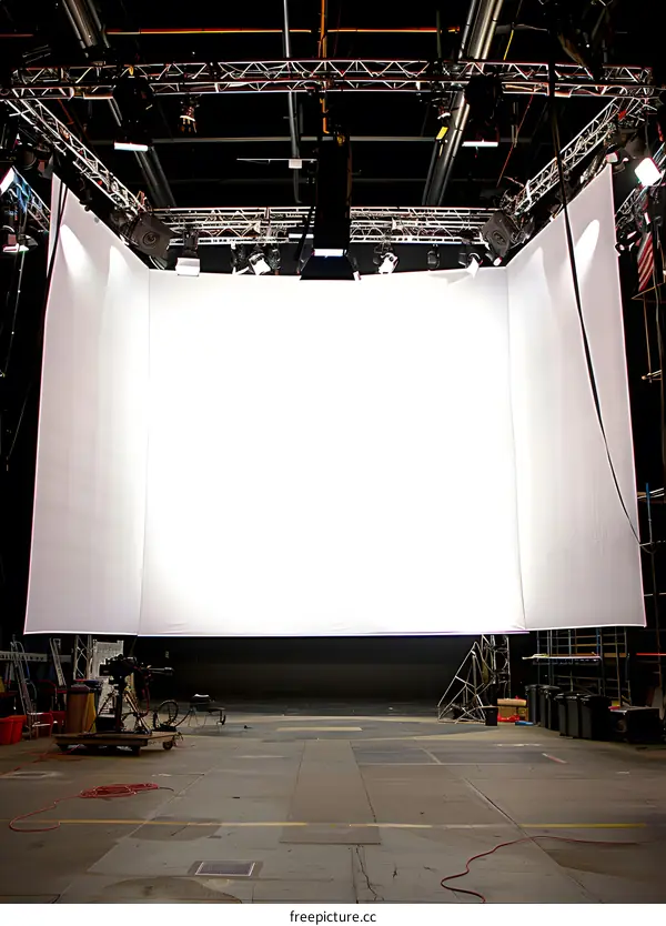 Large White Projection Screen in Studio Setting