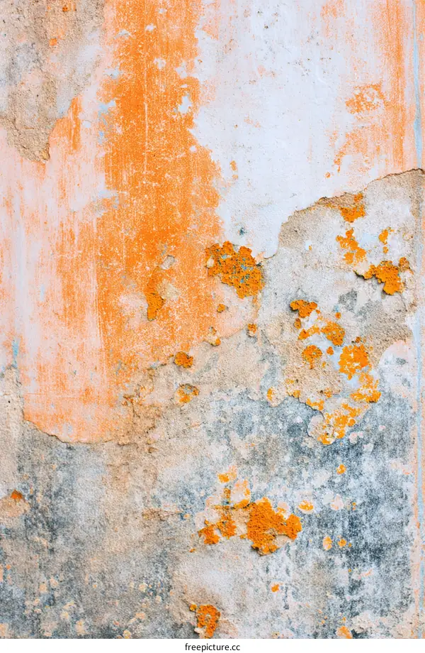 Orange and Grey Peeling Paint Texture of Old Wall