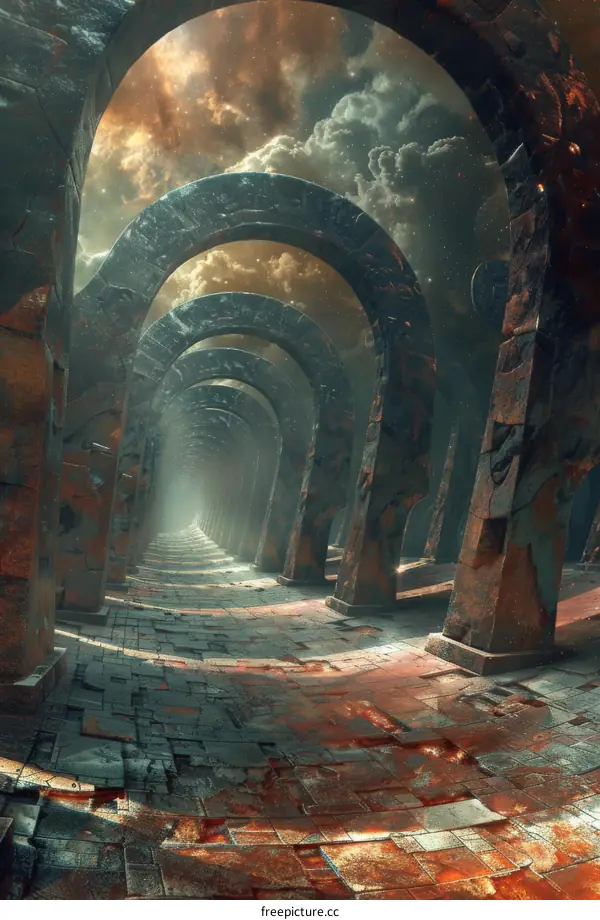 Mystical Stone Archway Under Starry Night