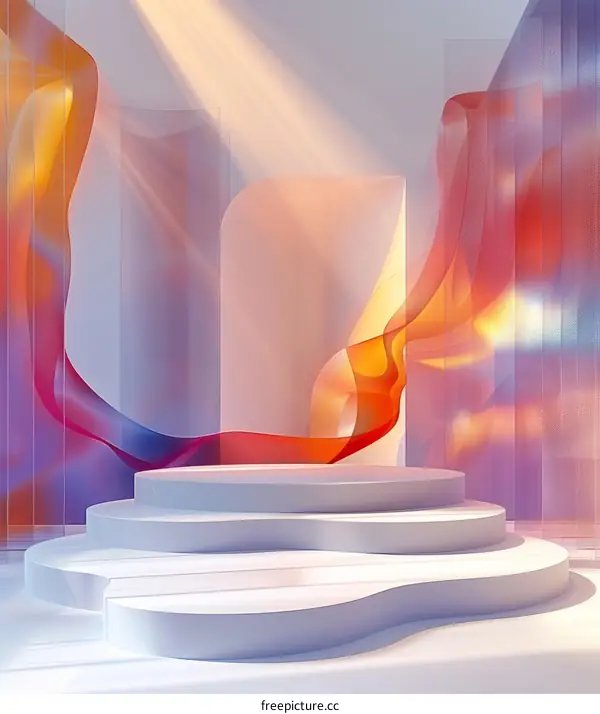 Colorful Stage Lighting: 3D Rendered Empty Stage