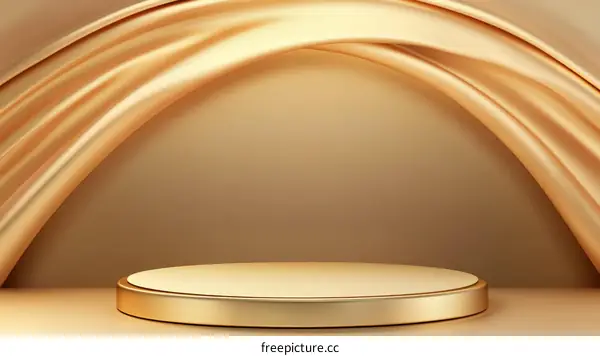 Luxury Gold Product Display Podium with Elegant Draped Fabric