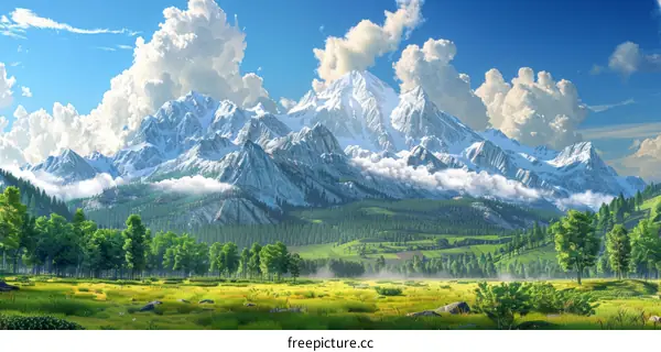 Majesty of Snow-Capped Mountains