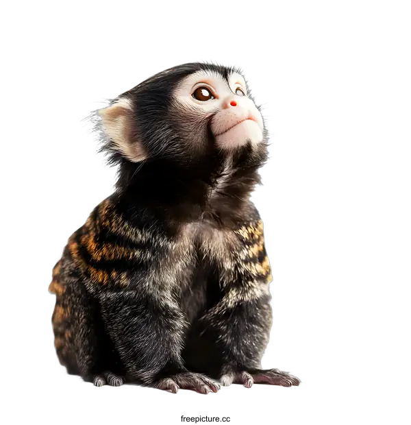 [Transparent Background PNG]Cute Baby Monkey Looking Up