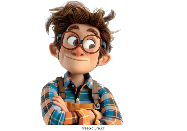 [Transparent Background PNG]Portrait of a happy cartoon boy