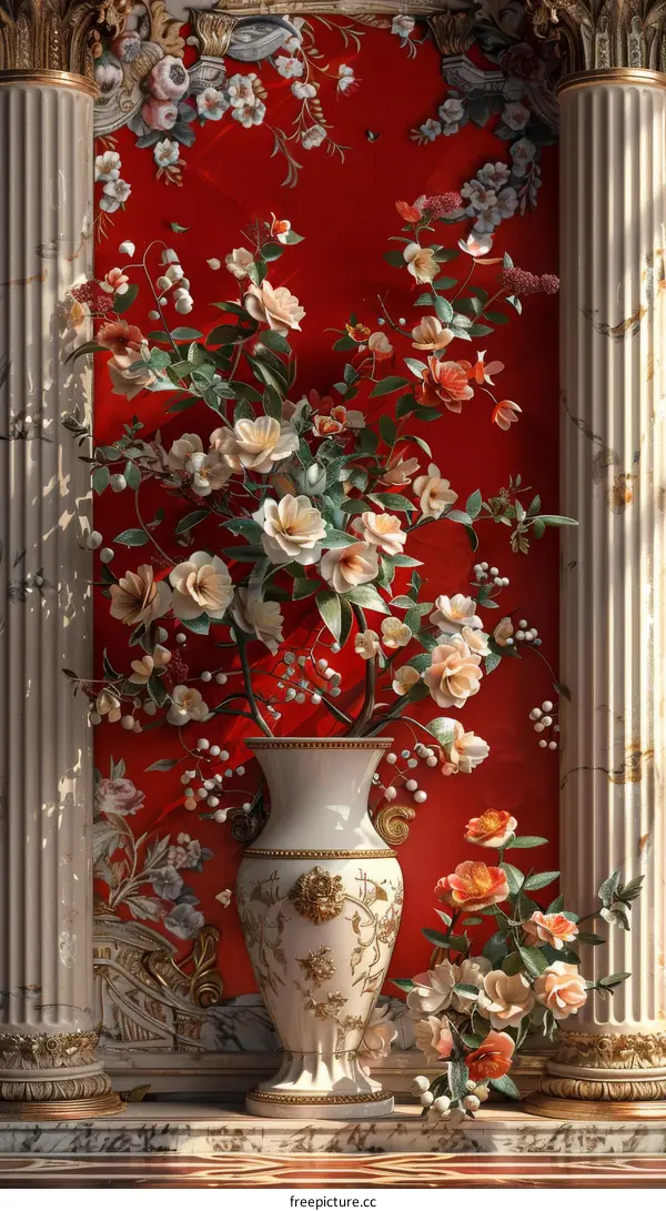 Ornate Floral Vase Still Life
