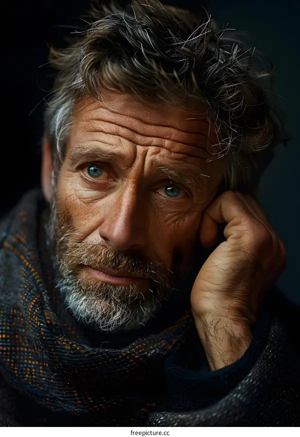 Portrait of a man with a beard and a scarf