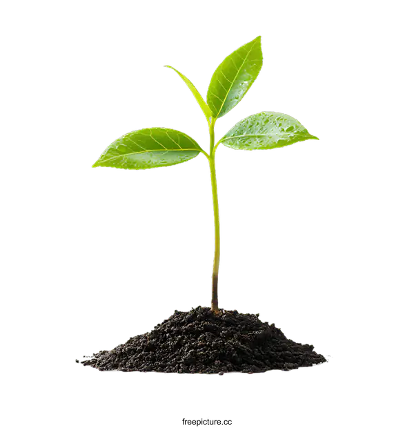 [Transparent Background PNG]Green Sprout Growing in Soil Against transparent background