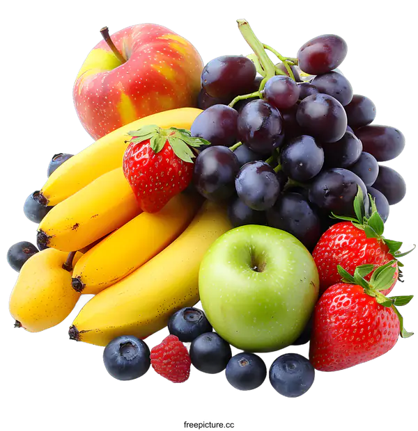 [Transparent Background PNG]Fresh Fruits Assortment on White Background