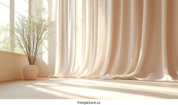 Elegant Beige Room with Sheer Curtains