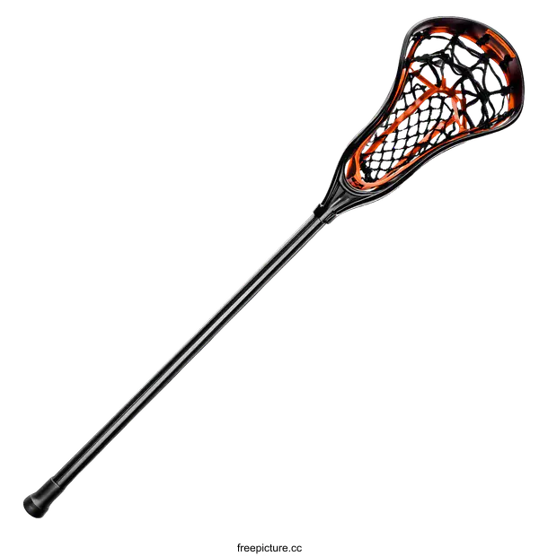 [Transparent Background PNG]Black and Orange Lacrosse Stick Illustration