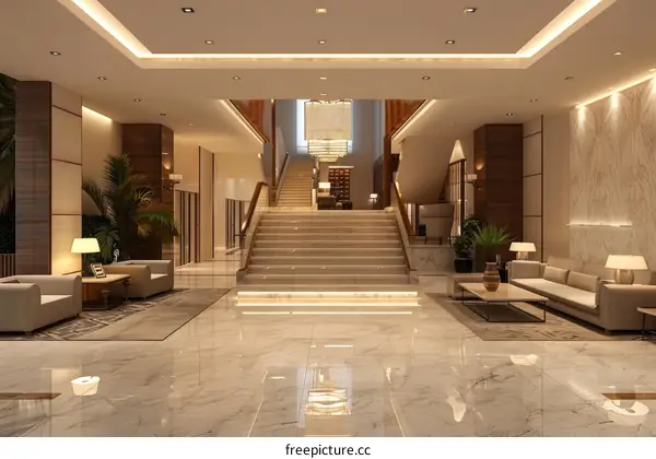 Luxurious Hotel Lobby with Elegant Interior