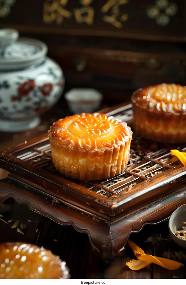 Close Up of Delicious Chinese Moon Cakes