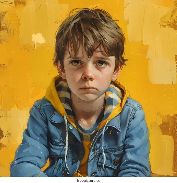 Portrait of a boy in a blue denim jacket