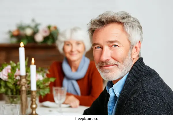 Senior Couple Enjoying a Warm Dinner