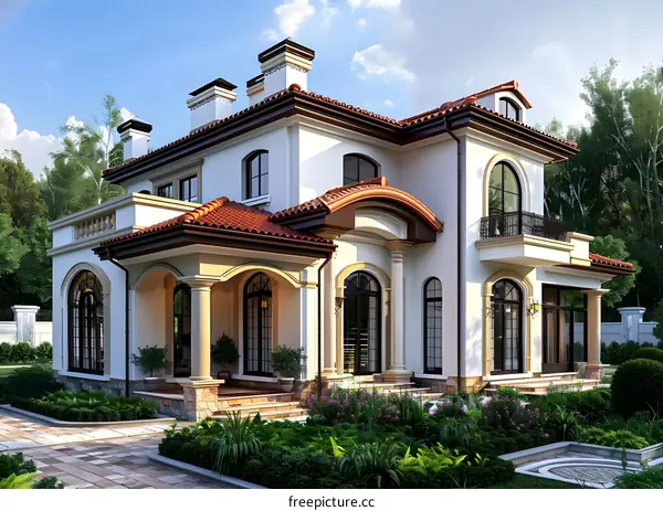 Large luxury house with a beautiful yard