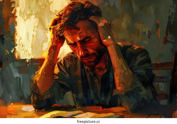 Man holding his head in despair