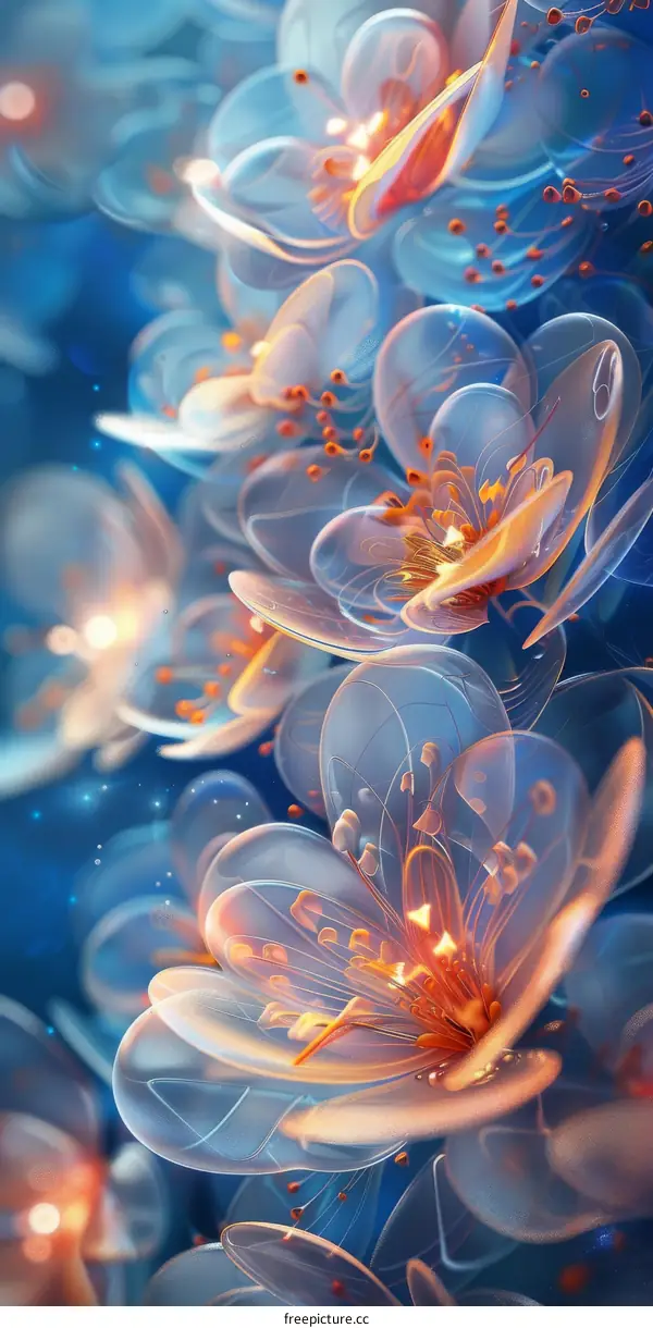 Electric Blue and Orange Glowing Flower