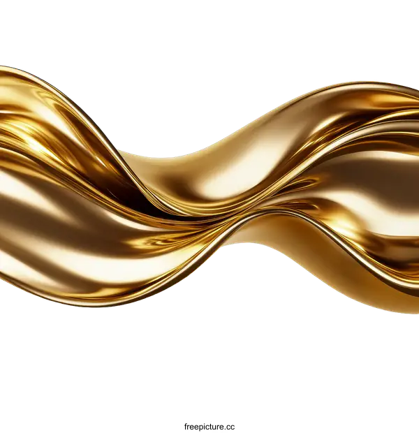 [Transparent Background PNG]Abstract Gold Liquid Flow Design