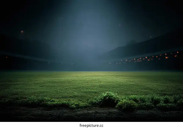 Empty Stadium at Night with Fog