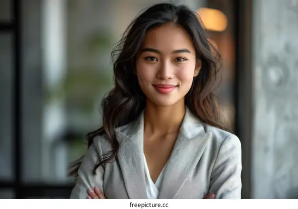 Portrait of a young Asian businesswoman smiling