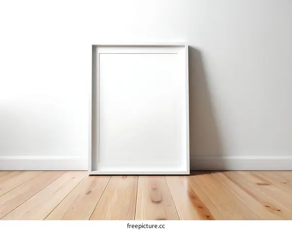 Modern Minimalist White Picture Frame on Light Wood Floor