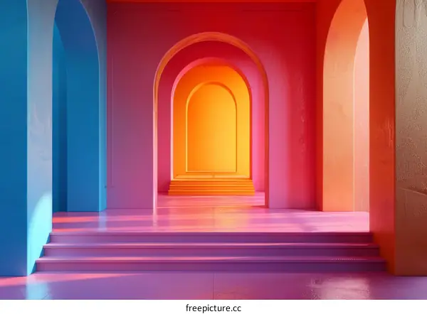 Colorful Archway Corridor Illustration
