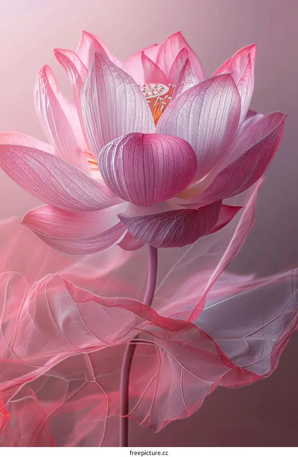 Pink lotus flower with transparent petals