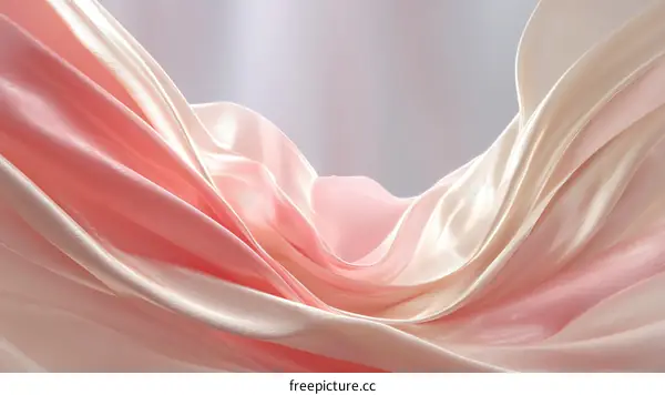 Elegant Flowing Pink and Cream Satin Fabric