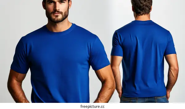 Royal Blue Mens T-Shirt Front and Back View