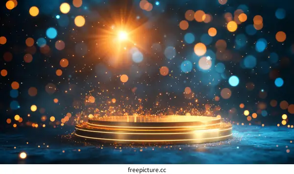 Golden Award Stage with Sparkling Background