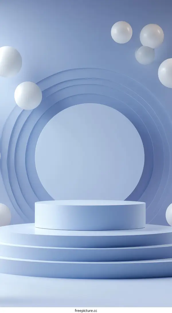 Abstract Light Purple Display Podium with Floating Balls