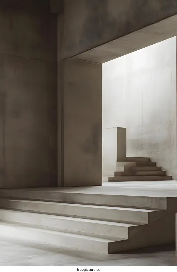 Minimalist Concrete Staircase In Modern Architecture