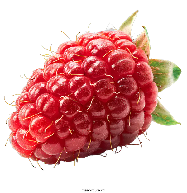 [Transparent Background PNG]Single Fresh Raspberry on White