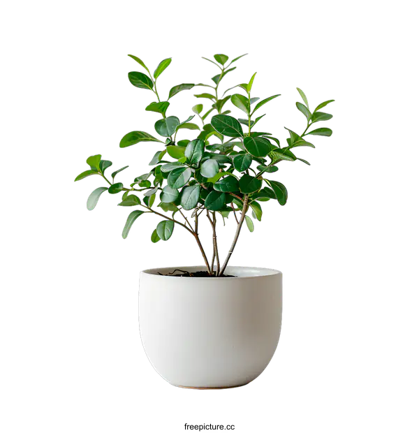 [Transparent Background PNG]Green Plant in White Pot on White Background