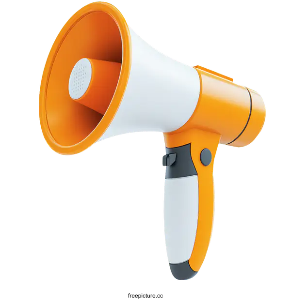 [Transparent Background PNG]Modern Orange and White Megaphone Illustration