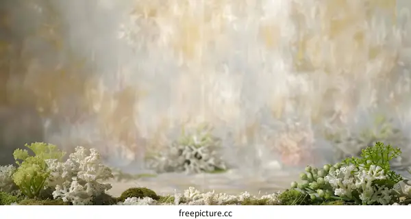 White and Green Plants on a Blurry Background