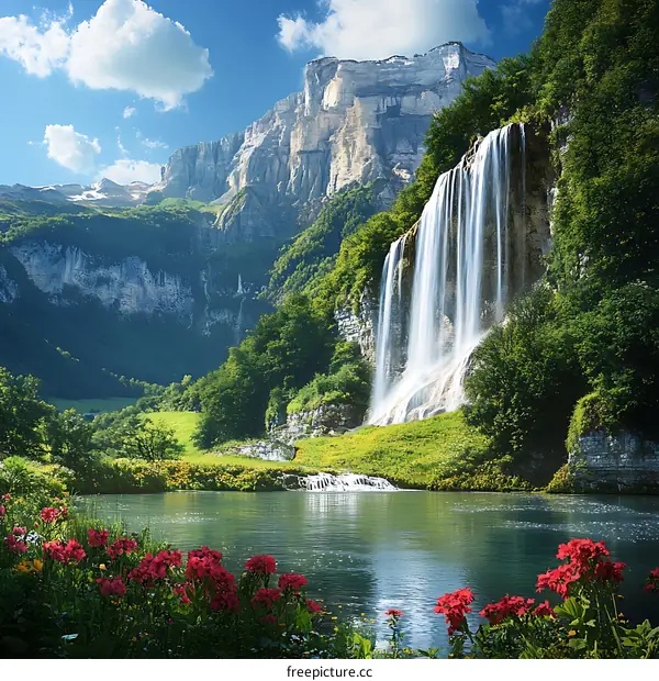 Waterfall in the Swiss Alps