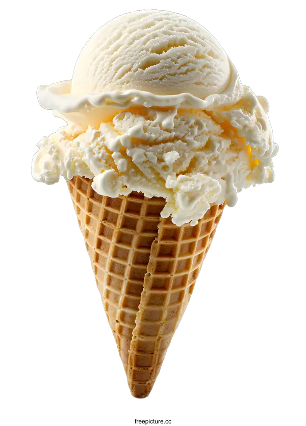 [Transparent Background PNG]Close-up of a vanilla ice cream cone