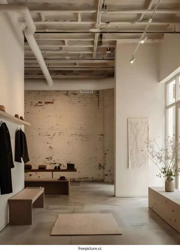 Minimalist Interior Design With Exposed Brick Wall