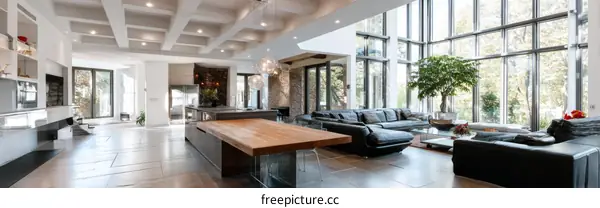 Modern Open-Plan Kitchen and Living Area Design