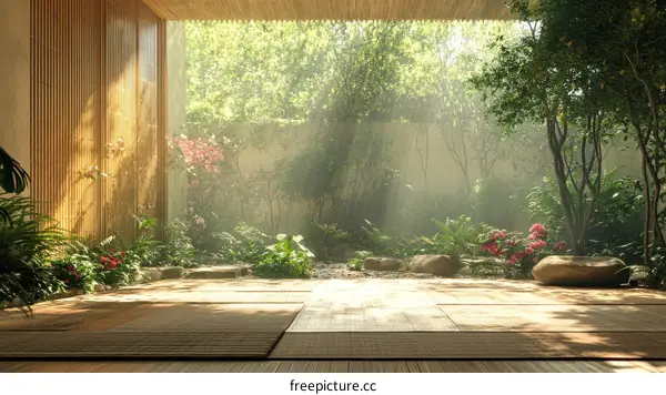 Tranquil Garden Courtyard  Interior Scene