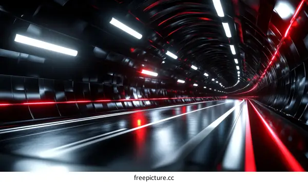 Futuristic Tunnel with Neon Lights