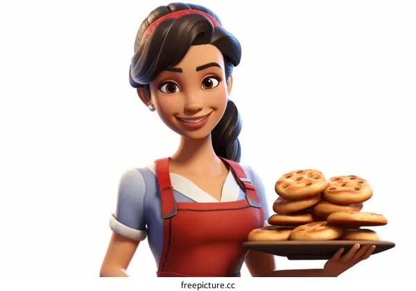 A baker holding a tray of bread