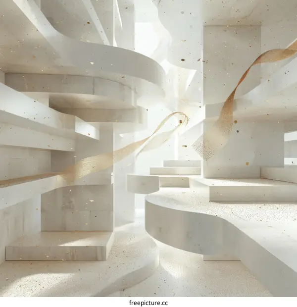 White Concrete Interior with Golden Particles