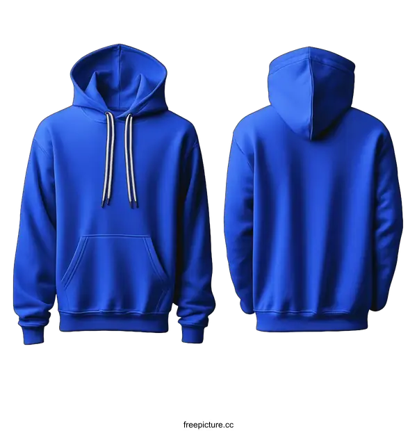 [Transparent Background PNG]Blank Royal Blue Hoodie Mockup