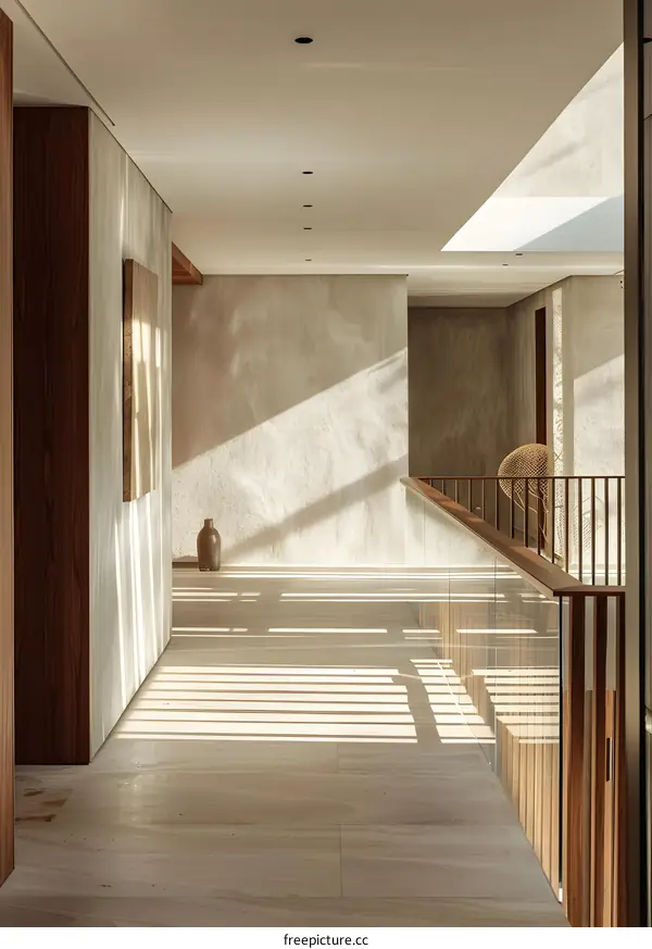 Modern Minimalist Interior Design With Wooden Elements And Light