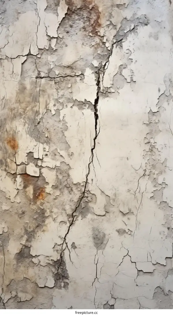 weathered white paint texture with large crack