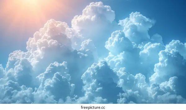 Cumulus cloudscape with sunbeam